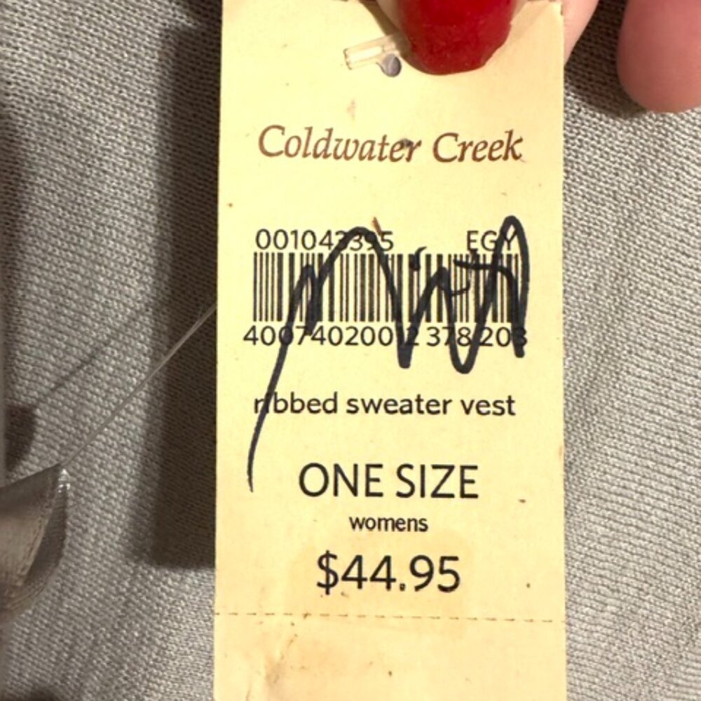 NWT COLDWATER CREEK GRAY RIBBED SWEATER VEST ONE SIZE BIN#4 - Picture 6 of 6